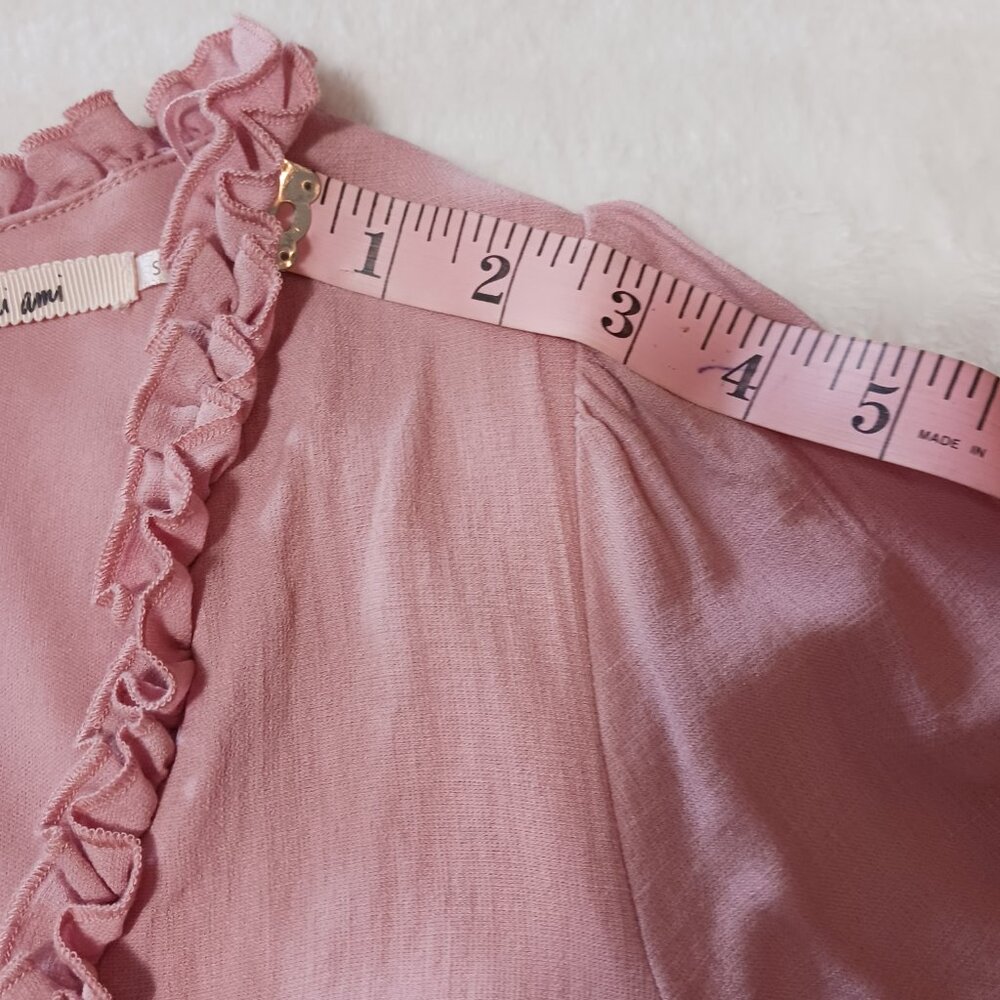 Mi Ami, Pink, Mini, Coquette Dress, Size Small. Ruffled A-line, Deep V Neckline - Picture 13 of 16